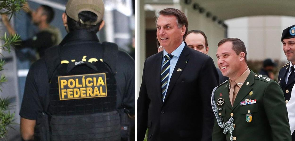 Polícia Federal e Bolsonaro com Mauro Cid