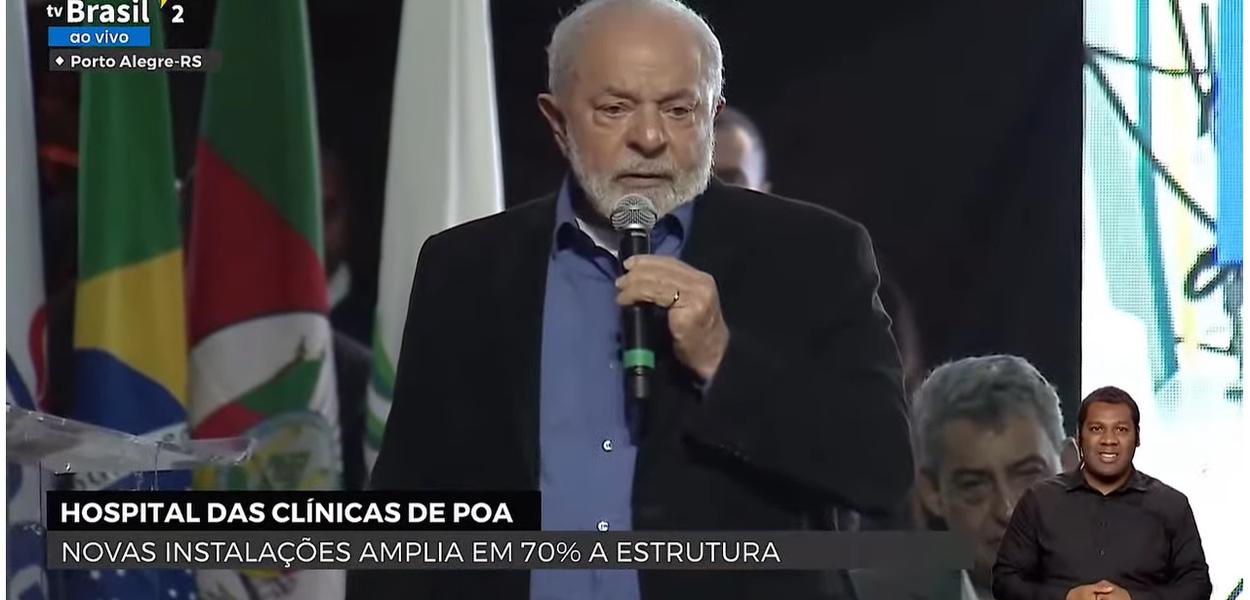 Luiz Inácio Lula da Silva durante pronunciamento no Rio Grande do Sul