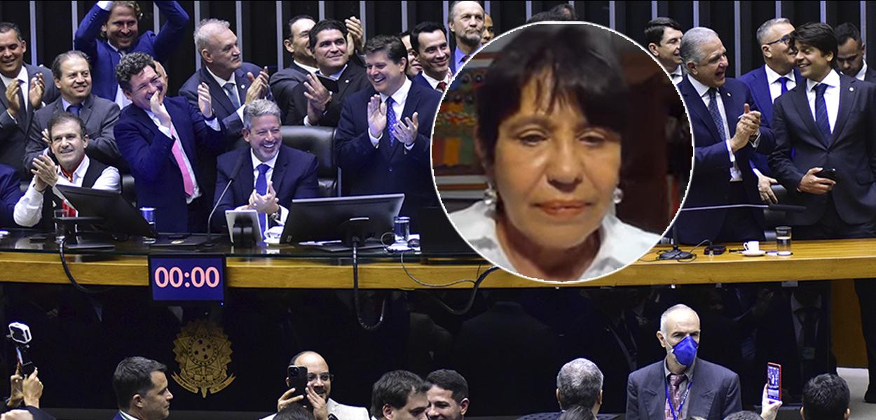 Plenário da Câmara e Tereza Cruvinel 